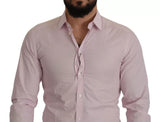 Dolce & Gabbana Light Pink Cotton Dress Formal Men GOLD Shirt