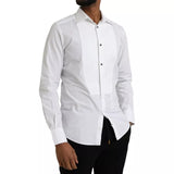 Dolce & Gabbana White Bib Cotton Poplin Formal GOLD Shirt