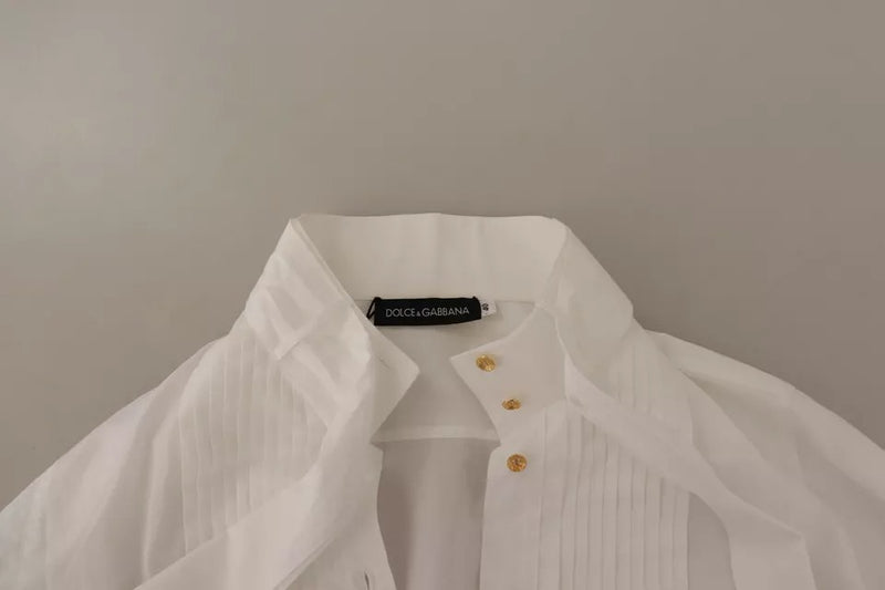 Dolce & Gabbana White Cotton Collared Long Sleeves Formal Shirt Top