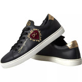 Dolce & Gabbana Black Portofino Sacred Heart Sneakers Shoes