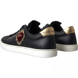 Dolce & Gabbana Black Portofino Sacred Heart Sneakers Shoes