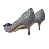 Dolce & Gabbana Gray Taormina Lace Crystal Heels Pumps Shoes