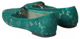 Dolce & Gabbana Green Floral Lace Loafers Flats Shoes