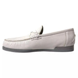 Dolce & Gabbana White Gray Leather Slip On Mocassin Loafer Shoes