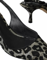 Dolce & Gabbana Silver Leopard Heels Pumps Slingback Shoes