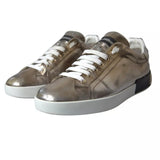 Dolce & Gabbana Bronze Leather Logo Sneaker Portofino Shoes