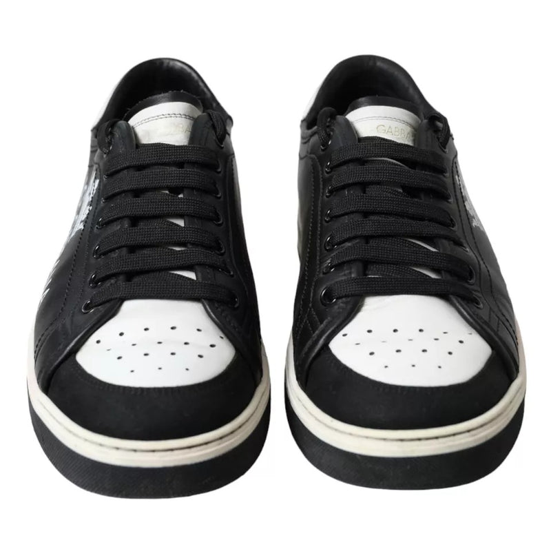 Dolce & Gabbana Black Leather Crown Milano Men Sneakers Shoes