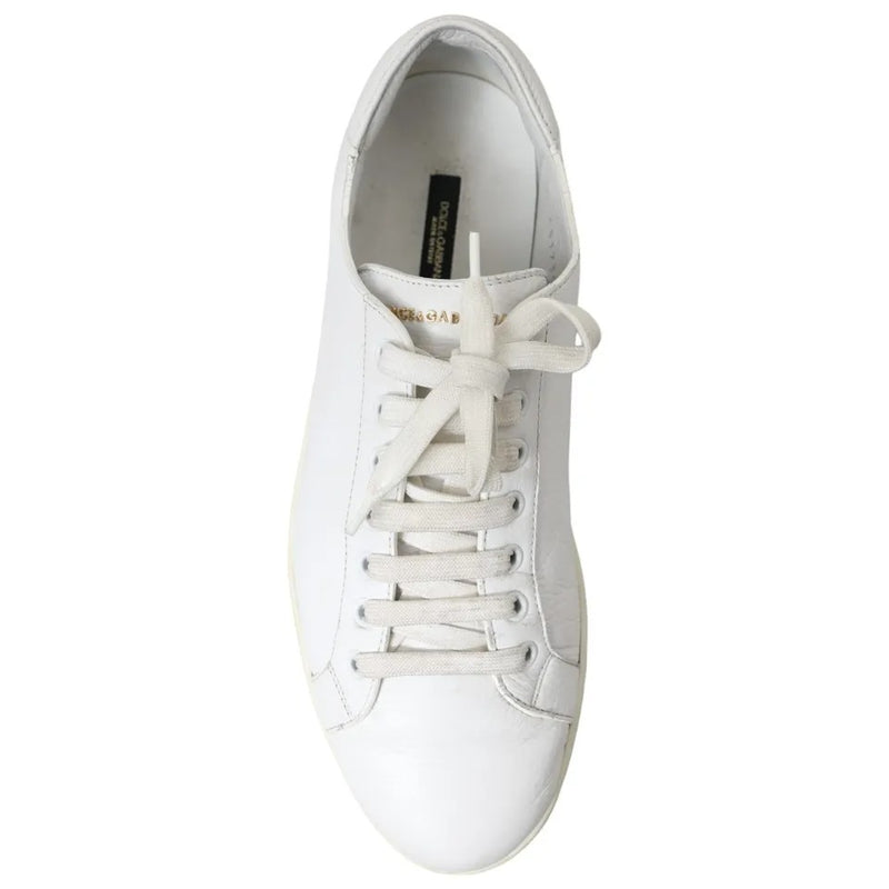 Dolce & Gabbana White Leather Lace Up Sneakers Saint Tropez Shoes