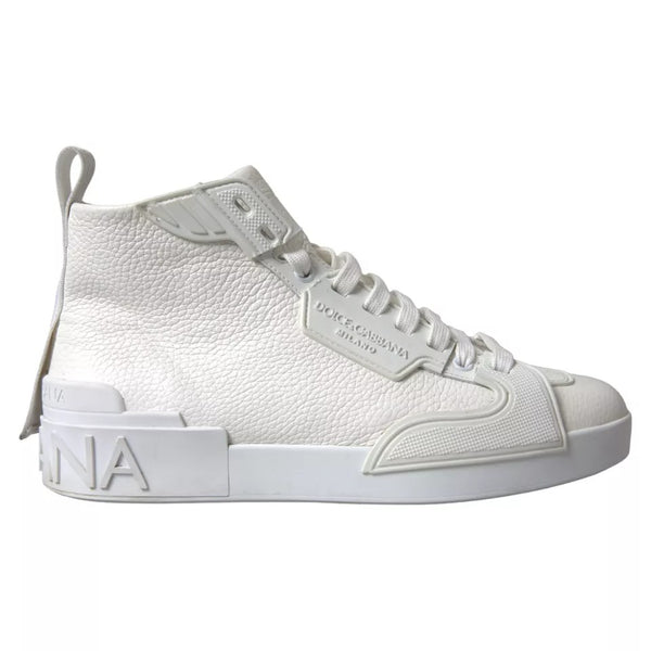 Dolce & Gabbana White Leather High Top Men Sneakers Shoes