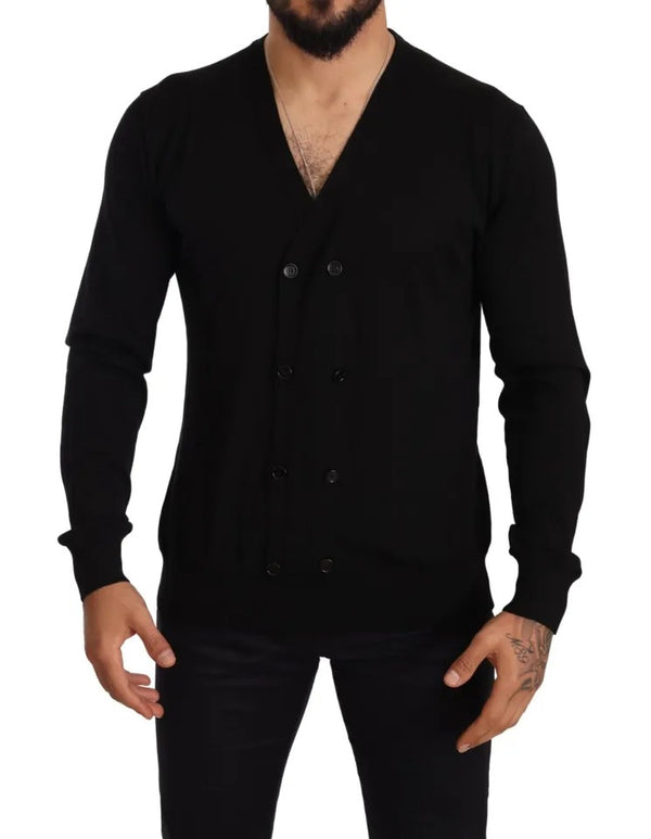 Dolce & Gabbana Black Double Breasted Cardigan Sweater