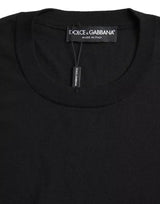 Dolce & Gabbana Black Wool Knit Crew Neck Pullover Sweater