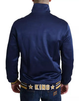 Dolce & Gabbana Blue Heraldic Patch Striped King Bee Sweater