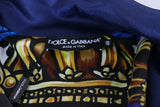 Dolce & Gabbana Blue Heraldic Patch Striped King Bee Sweater