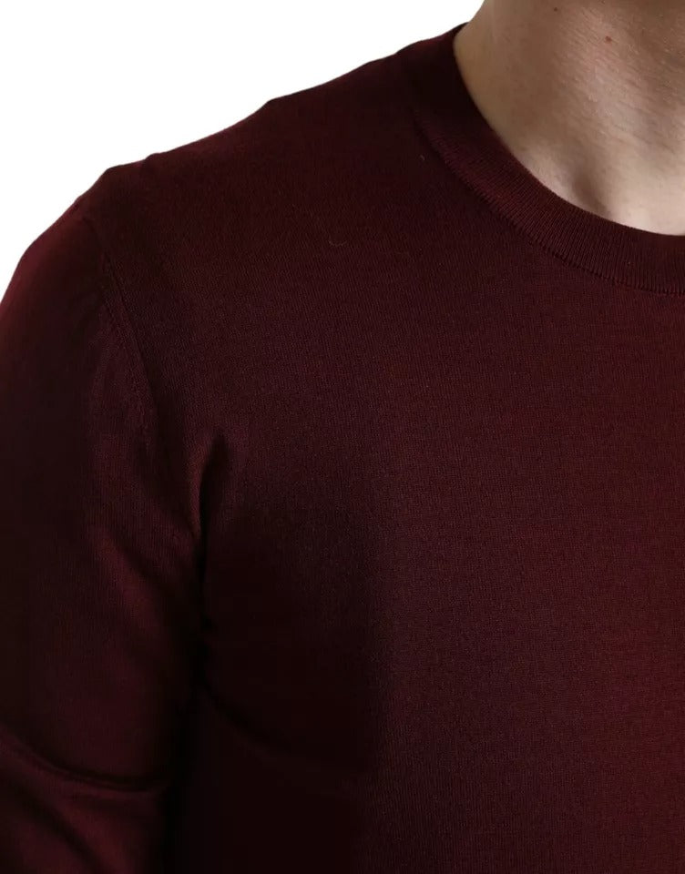 Dolce & Gabbana Bordeaux Wool Knit Crew Neck Pullover Sweater