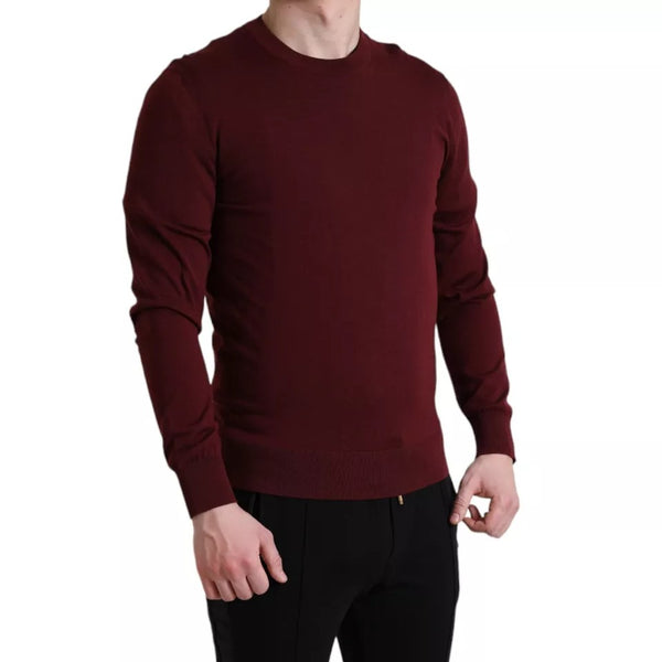 Dolce & Gabbana Bordeaux Wool Knit Crew Neck Pullover Sweater