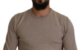 Dolce & Gabbana Brown Virgin Wool Crew Neck Pullover Sweater