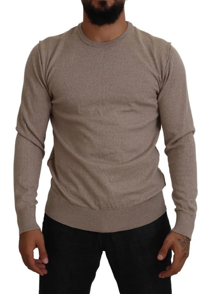 Dolce & Gabbana Brown Virgin Wool Crew Neck Pullover Sweater