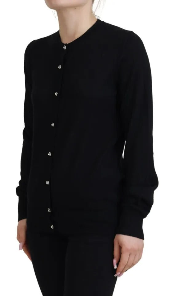 Dolce & Gabbana Black Button Down Cardigan Cashmere Sweater