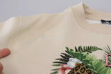 Dolce & Gabbana Beige Jungle Printed Pullover Cotton Sweater