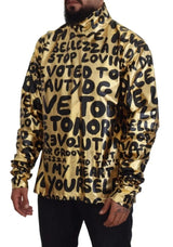 Dolce & Gabbana Gold Logo Print Turtleneck Pullover Sweater