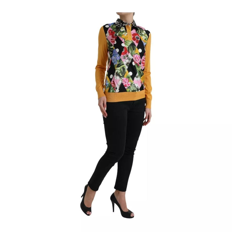 Dolce & Gabbana Multicolor Patchwork Cashmere Henley Sweater