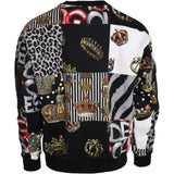 Dolce & Gabbana Multicolor Crown Print Patchwork Sweatshirt Sweater