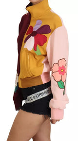 Dolce & Gabbana Multicolor Floral Viscose Full Zip Sweater