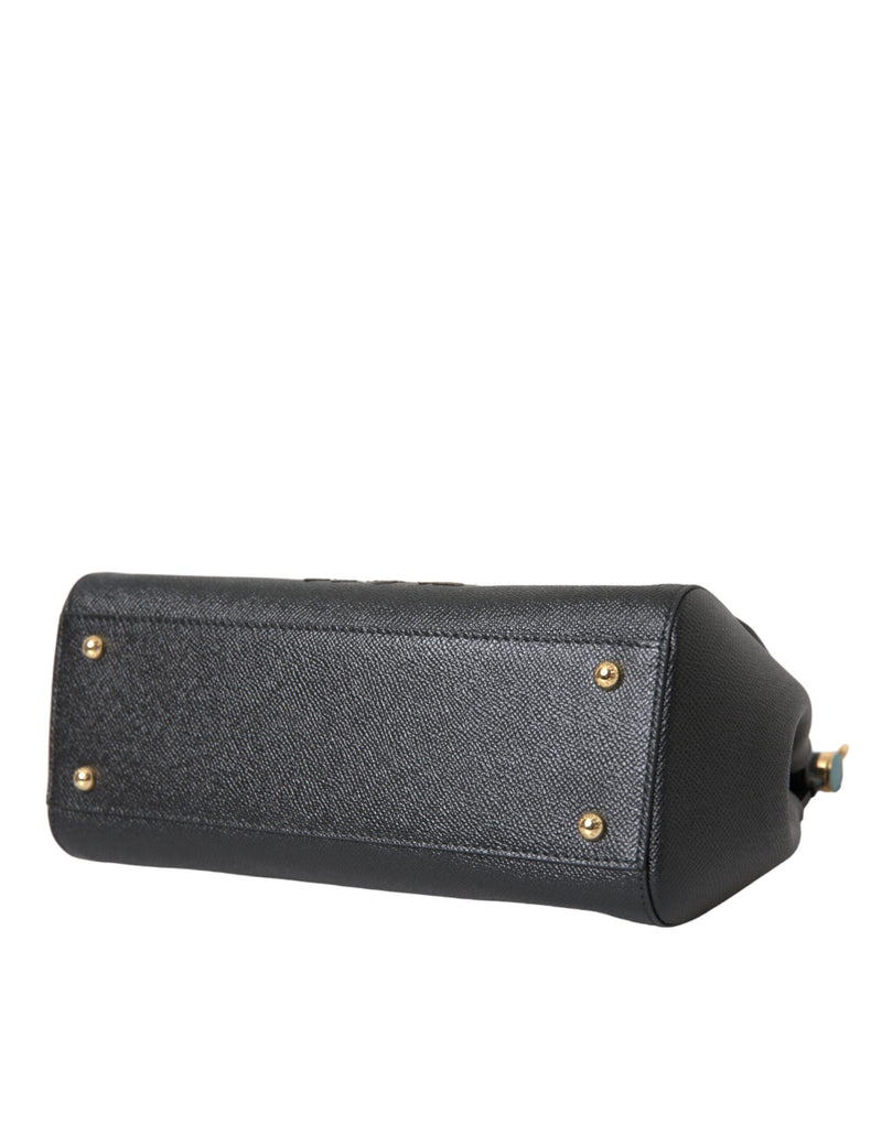 Dolce & Gabbana Black Leather #DGFamily Patch Top Handle Bag