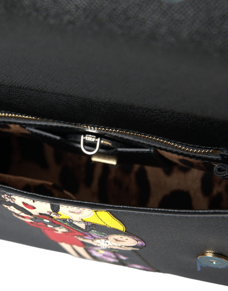 Dolce & Gabbana Black Leather #DGFamily Patch Top Handle Bag