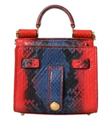 Dolce & Gabbana Red Blue Exotic Leather SICILY Microbag Crossbody Bag