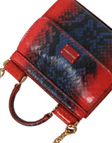 Dolce & Gabbana Red Blue Exotic Leather SICILY Microbag Crossbody Bag