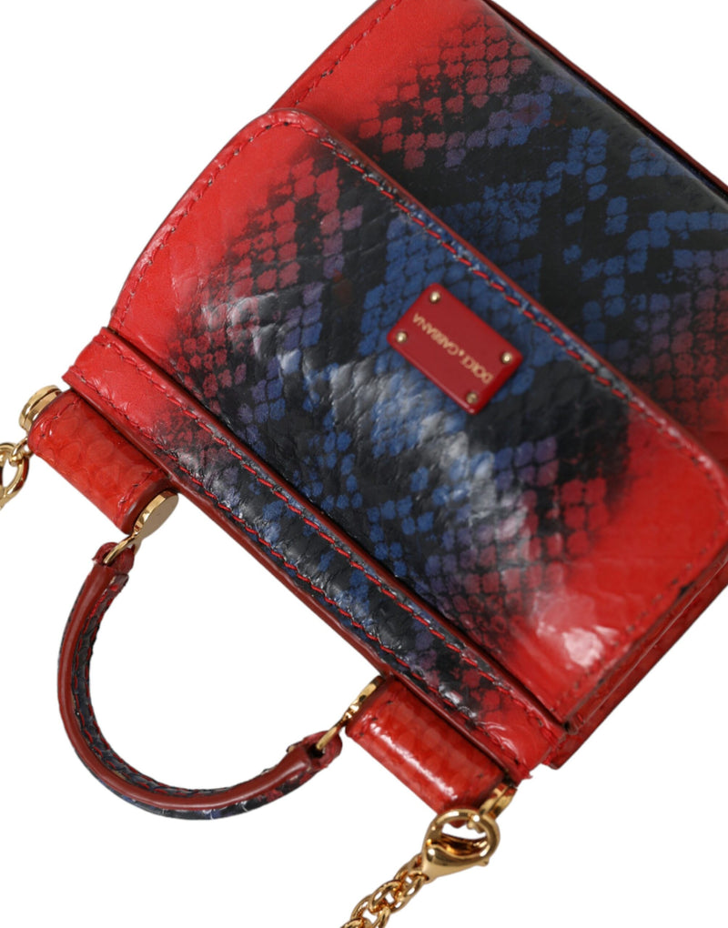 Dolce & Gabbana Red Blue Exotic Leather SICILY Microbag Crossbody Bag