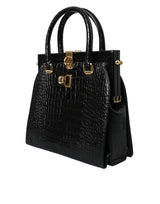 Dolce & Gabbana Black Exotic Leather Top Handle Tote Women Bag