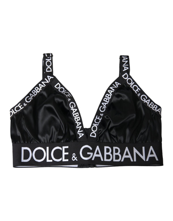 Dolce & Gabbana Black White Logo Print Sports Women Bra Underwear