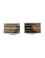 Dolce & Gabbana Silver Gold Plated Brass DG Logo Pin Cufflinks