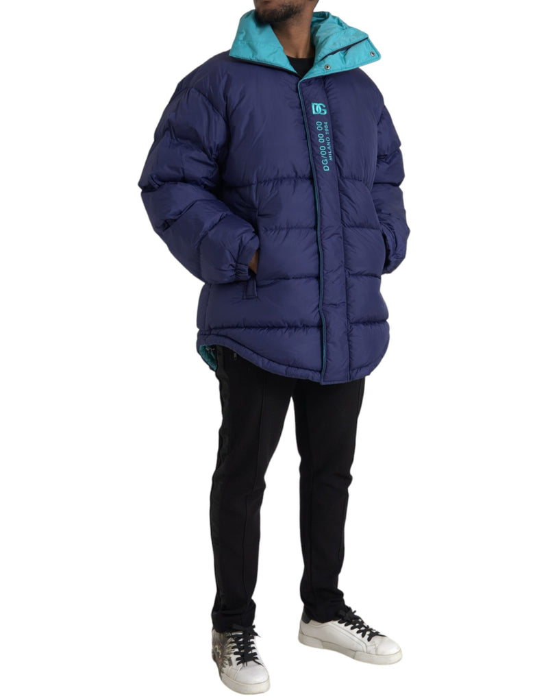 Dolce & Gabbana Navy Blue Quilted Windbreaker Puffer Jacket