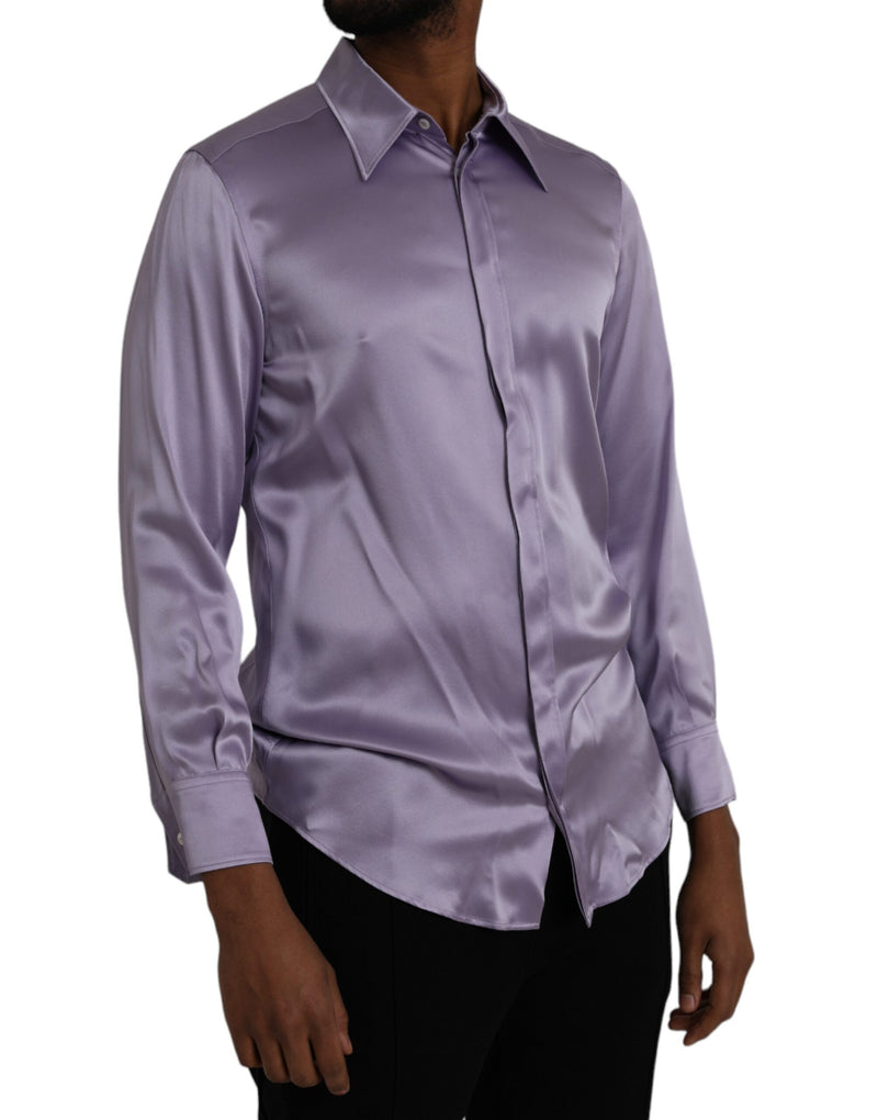 Dolce & Gabbana Purple Satin Silk Formal Dress MARTINI Shirt