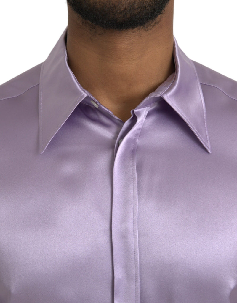 Dolce & Gabbana Purple Satin Silk Formal Dress MARTINI Shirt