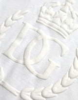 Dolce & Gabbana White Logo Embossed Cotton Crewneck T-shirt