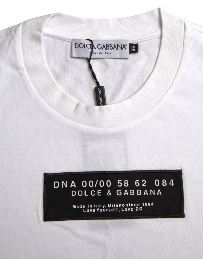 Dolce & Gabbana White Cotton DG Applique Men Casual T-shirt