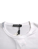 Dolce & Gabbana White Logo Embroidery Short Sleeve T-shirt