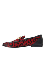 Dolce & Gabbana Red Black Leopard DG Loafers Formal Men Shoes