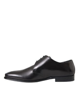 Dolce & Gabbana Black Leather Derby Men Formal Shoes Dress