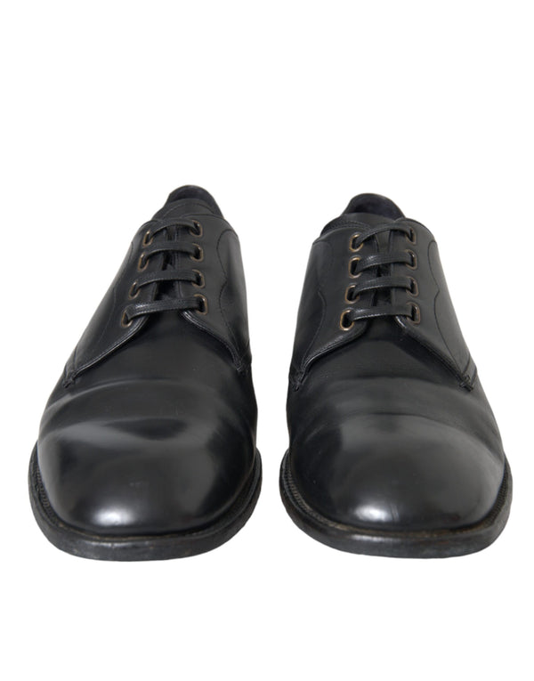 Dolce & Gabbana Black Leather Derby Formal Dress Men Shoes