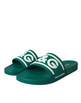 Dolce & Gabbana Green White Sandals Rubber Beachwear Shoes