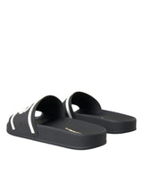 Dolce & Gabbana Black White Sandals Rubber Beachwear Shoes