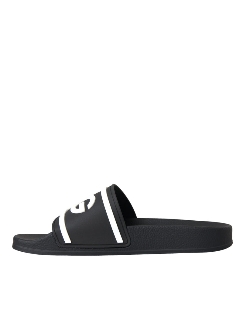 Dolce & Gabbana Black White Sandals Rubber Beachwear Shoes