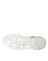 Dolce & Gabbana White Black Leather Logo Low Top Sneakers Shoes