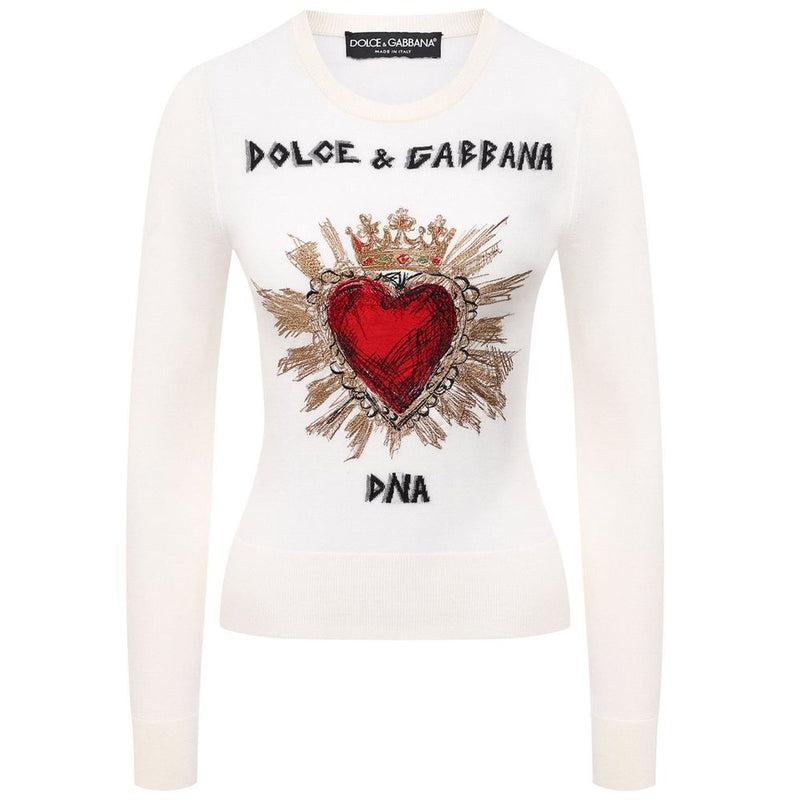 Dolce & Gabbana White Wool Sweater