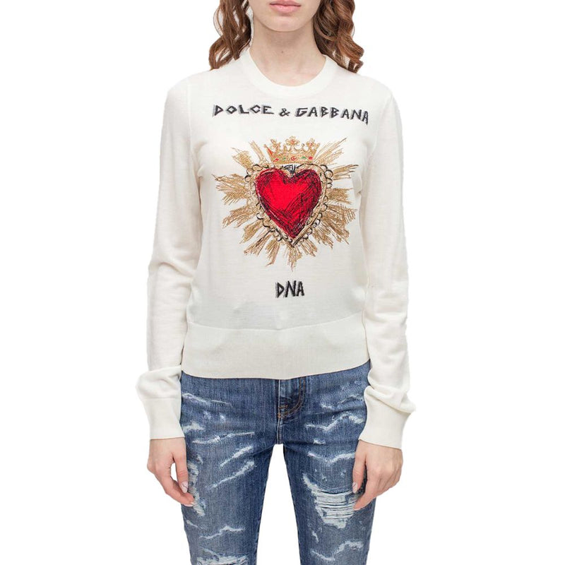 Dolce & Gabbana White Wool Sweater